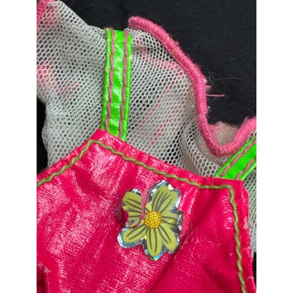 Mattel Sticker Craze Vintage 1997 Barbie Doll Dress Pink & Green Floral Mesh Tri - Picture 2 of 7